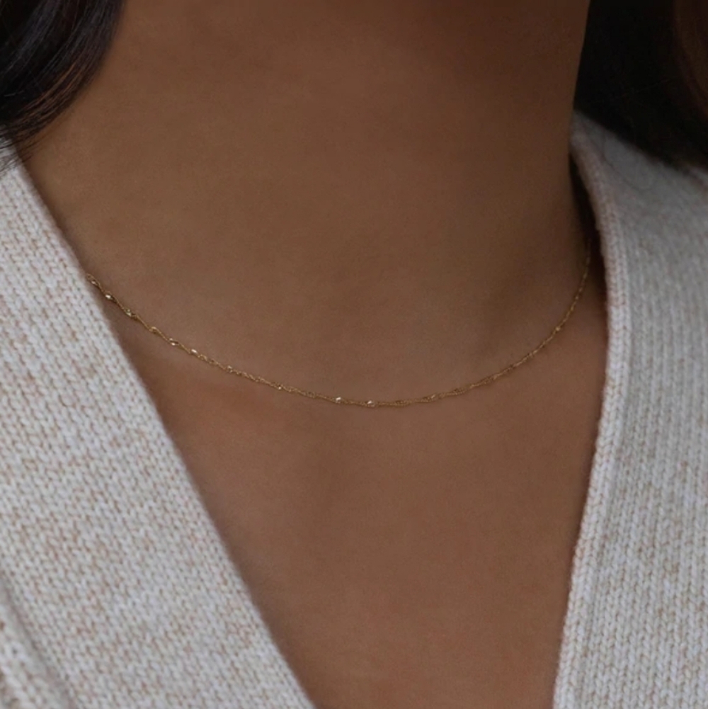 14K Solid Gold Singapore Chain